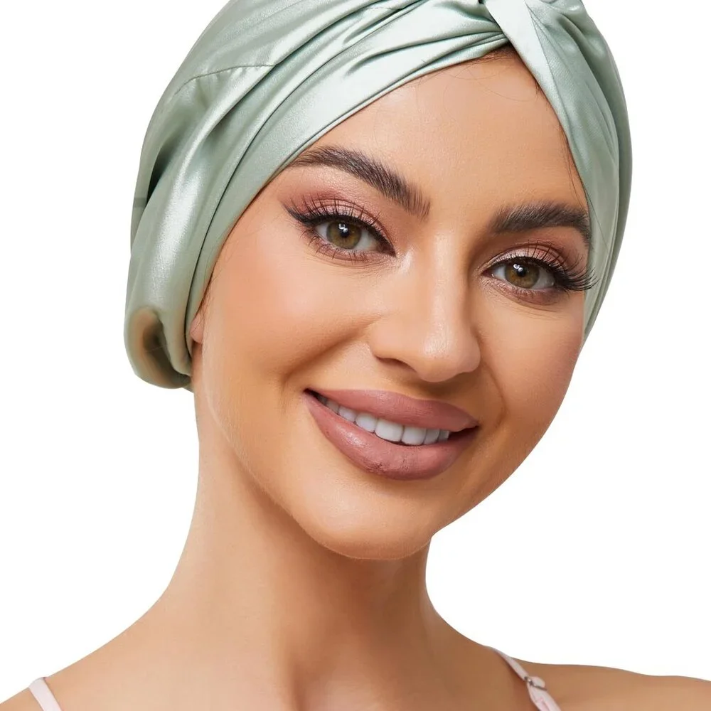 Adjustable Silk Satin Sleep Bonnet Double Layer Hair Wrap Turban Chic Elegant